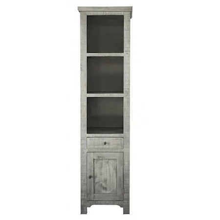 Solid Pine Open Bookcase with 1 Drawer and 1 Door